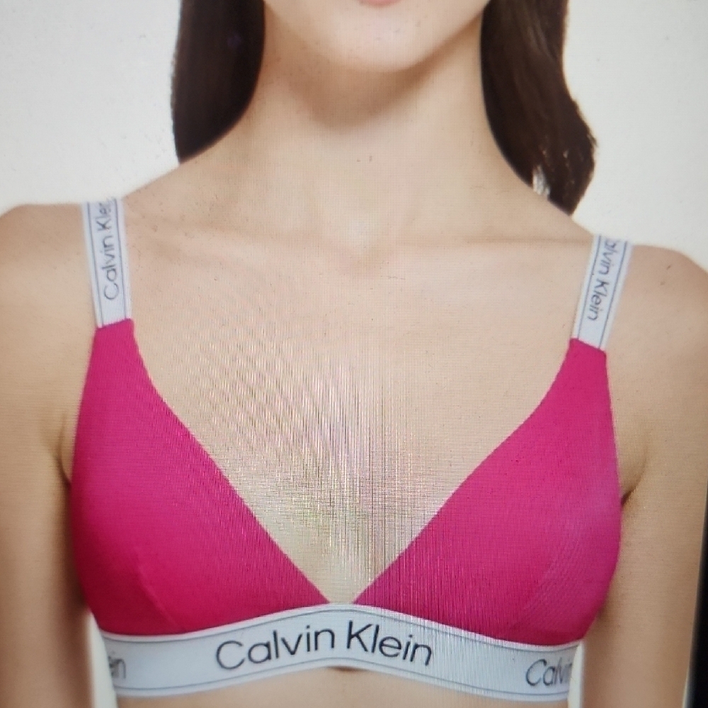 Calvin Klein Women's Fuchsia Triangle Bikini Top Size L
